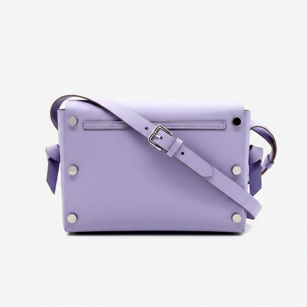 Welare Jinhee Structured Leather Crossbody Bag Lavender Back View Adjustable Strap