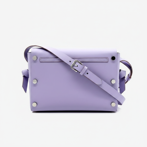 Welare Jinhee Structured Leather Crossbody Bag Lavender Back View Adjustable Strap