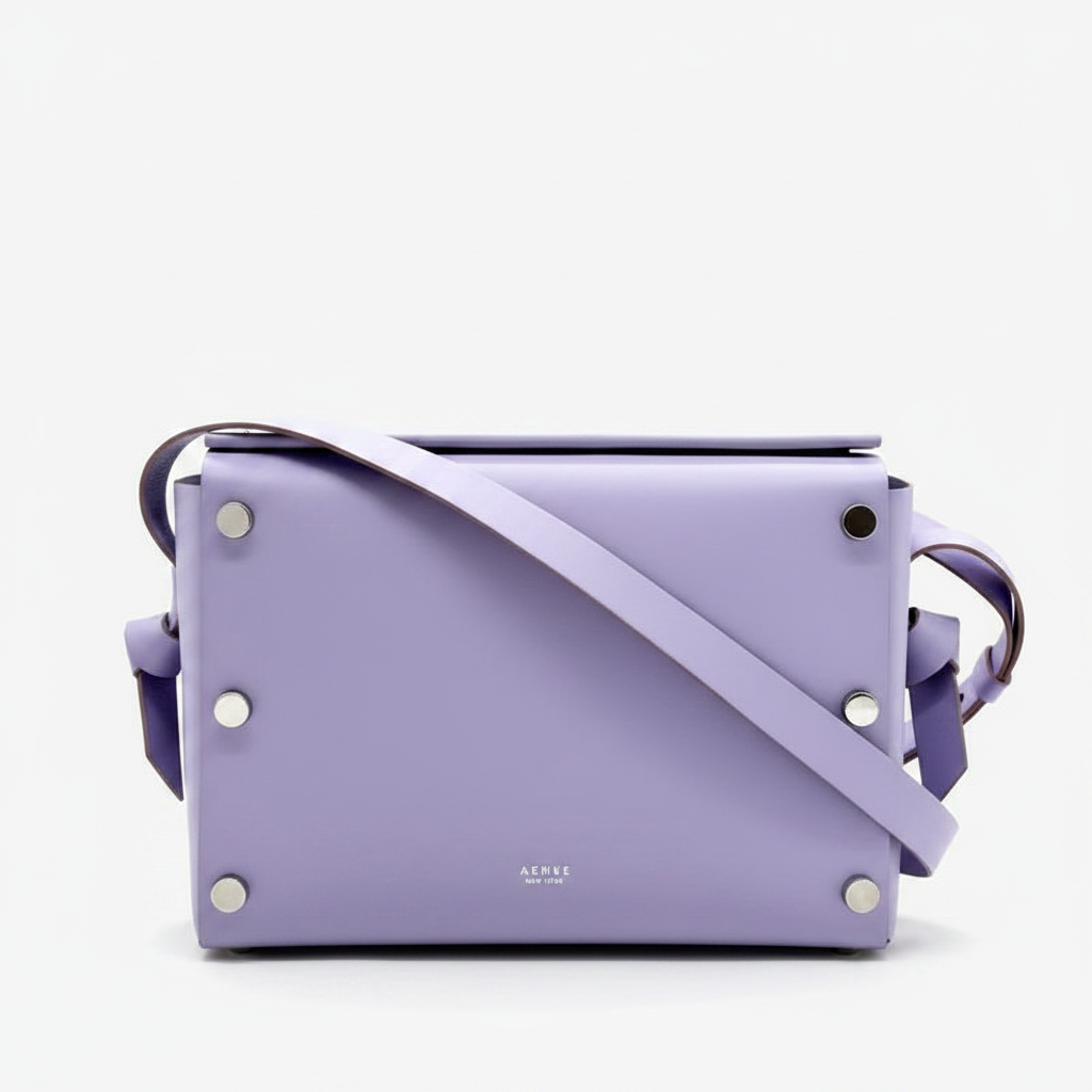 Welare Jinhee Structured Leather Crossbody Bag Lavender Front View White Background